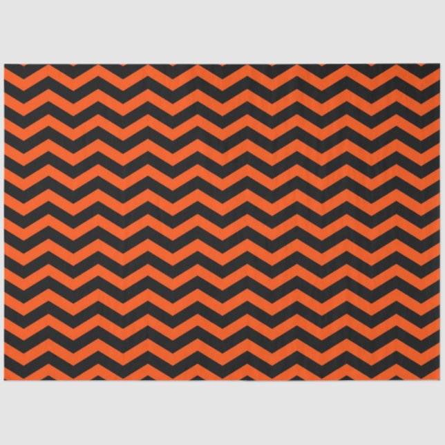 Halloween Style | Orange Black Chevron Stripes Tissue Paper (Front)