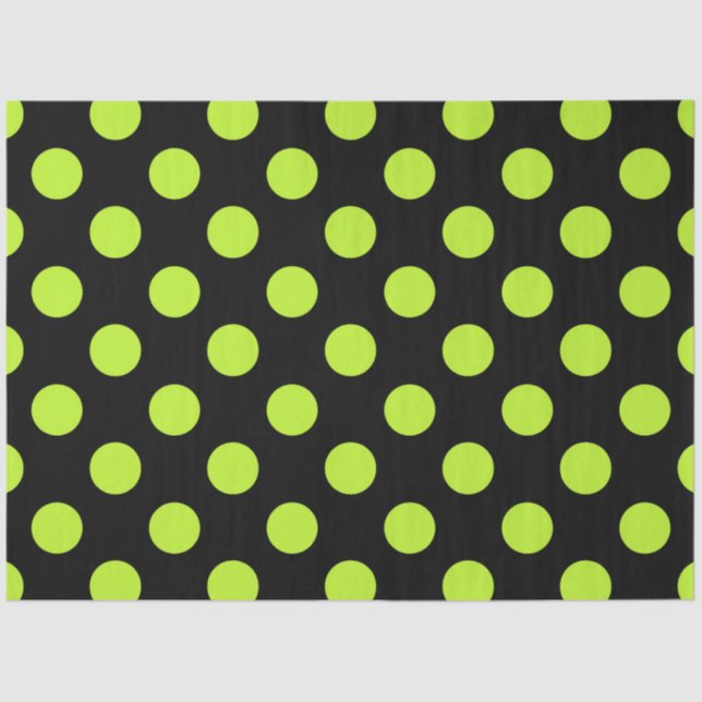 Halloween Style | Peridot Green and Black Dots Tissue Paper (Front)