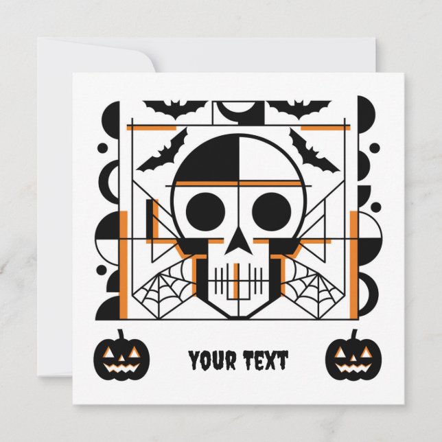 Halloween-style skull, bats, spider webs (Front)