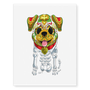 Halloween Sugar Skull Bulldog Gift Temporary Tattoos