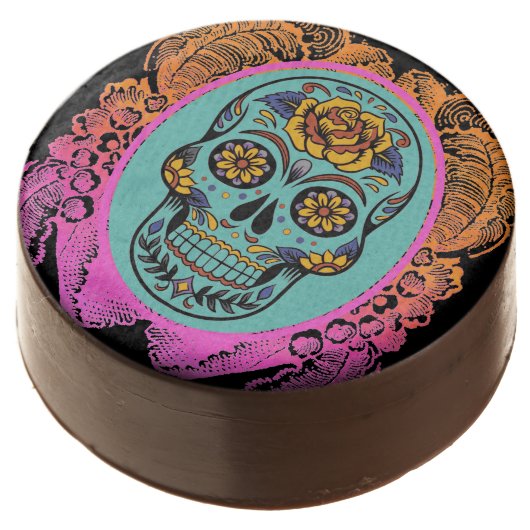 Halloween Sugar Skull  Chocolate Covered Oreo (Angled)