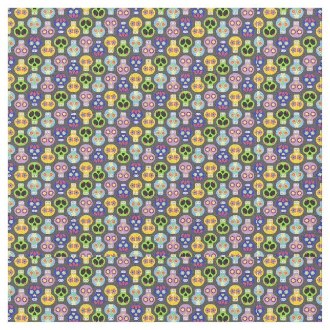 Halloween Sugar Skull Day of the Dead Fabric (Close Up)