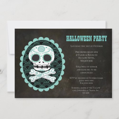 Halloween Sugar Skull Day of the Dead Party Invite