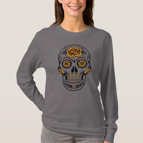 Halloween Sugar Skull Dia de Muertos T_Shirt