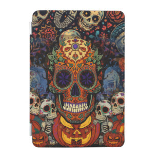 Halloween, Sugar Skull Pumpkins Fiesta Calavera iPad Mini Cover