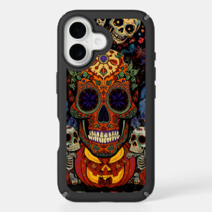 Halloween,Sugar Skull Pumpkins Fiesta, Calavera iPhone 16 Case