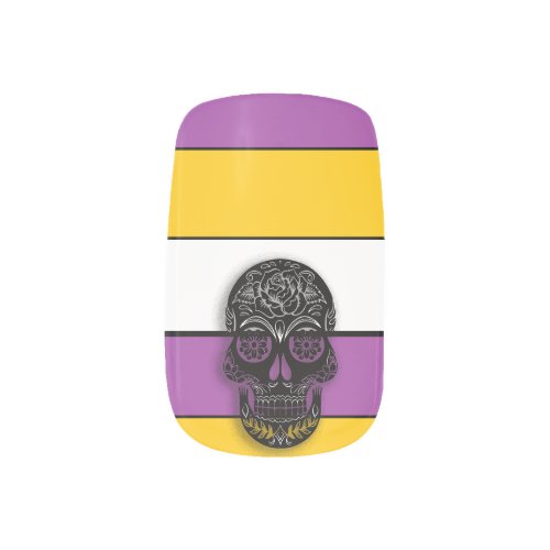 Halloween Sugar Skull Purple Orange Black Minx Nail Art