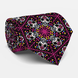 Halloween sugar skulls necktie