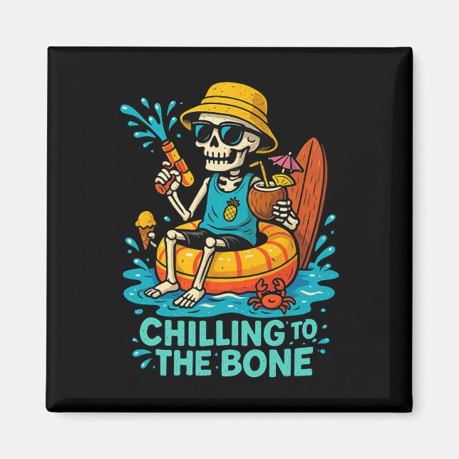 Halloween Summer Chilling To The Bone Skeleton Flo Magnet (Front)
