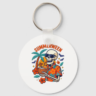 Halloween Summer Ween Skeleton Spooky Vacation Flo Keychain