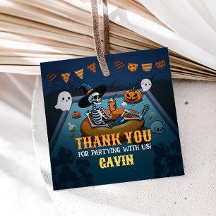 Halloween Summerween Pool Birthday Square Favor Tags