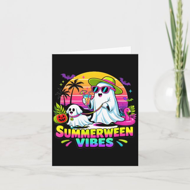 Halloween Summerweens Funny Ghosts Walking Dog Card (Front)