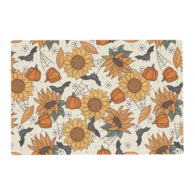 Halloween Sunflowers Laminated Placemat (Front)