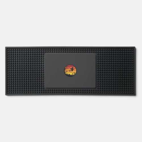 Halloween Sunset Witch Silhouette Retro Circle Des Bar Mat