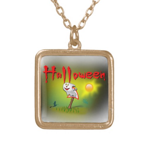 Halloween Sunshine Ghost _ Gold Plated Necklace