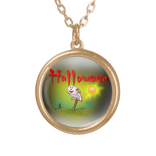 Halloween Sunshine Ghost _ Gold Plated Necklace