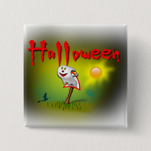 Halloween Sunshine Ghost - Pinback Button (Front)