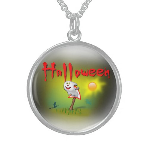 Halloween Sunshine Ghost _ Sterling Silver Necklace