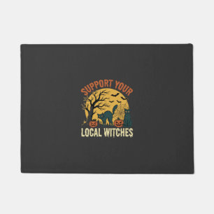 Halloween Support Your Local Witches Black Cat Doormat