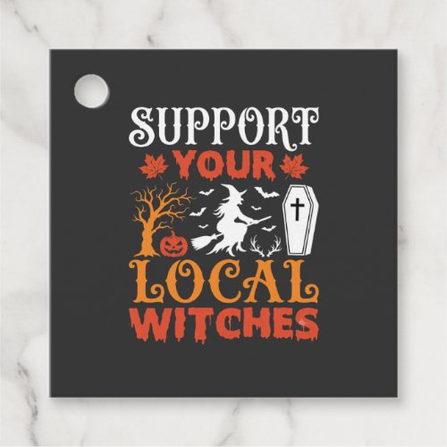 Halloween Support Your Local Witches Vintage Graph Favor Tags
