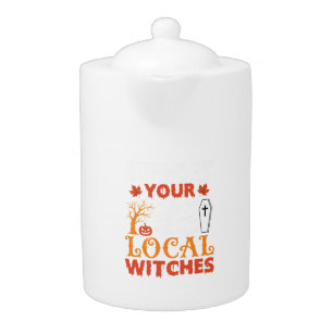 Halloween Support Your Local Witches Vintage Graph Teapot