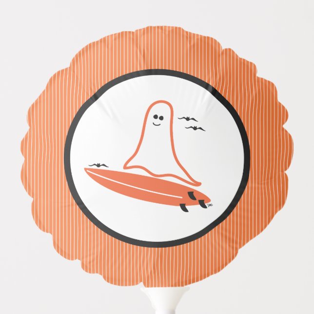 Halloween Surfer Ghost black Balloon (Front)