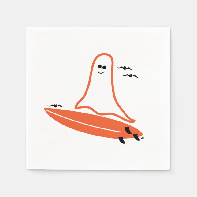 Halloween Surfer Ghost black Napkins (Front)