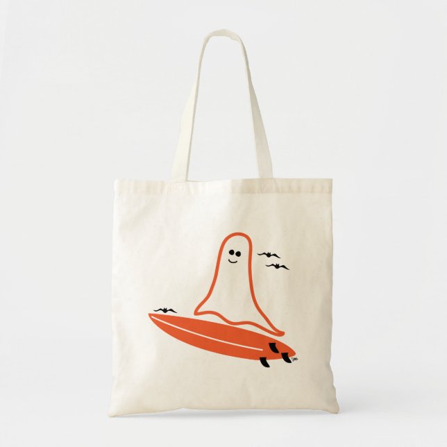 Halloween Surfer Ghost black Tote Bag (Front)