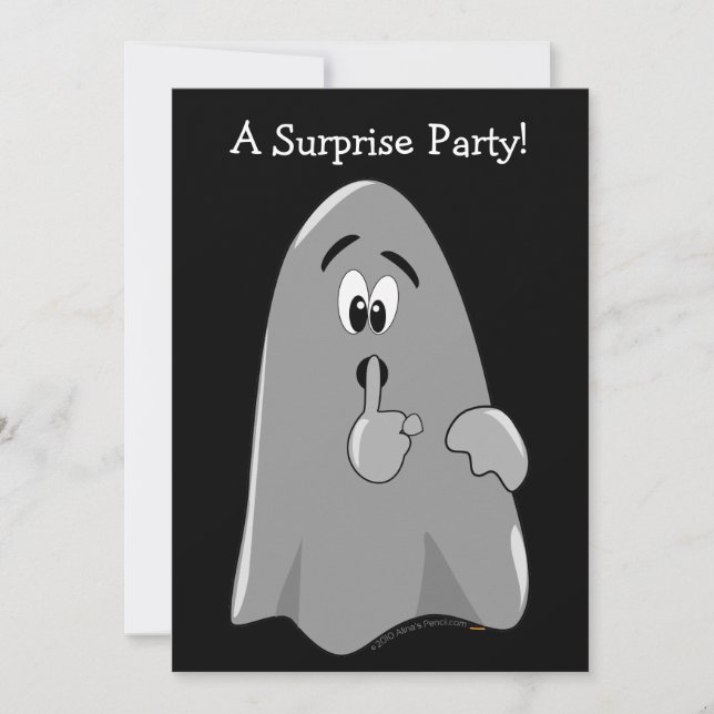Halloween Surprise Party Invitations Cartoon Ghost (Front)