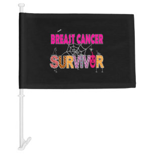 Halloween Survivor for breast cancer awareness Car Flag