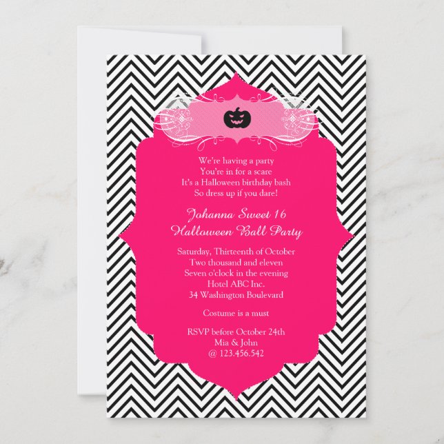 Halloween Sweet 16 Ball Costume Party Invitation (Front)