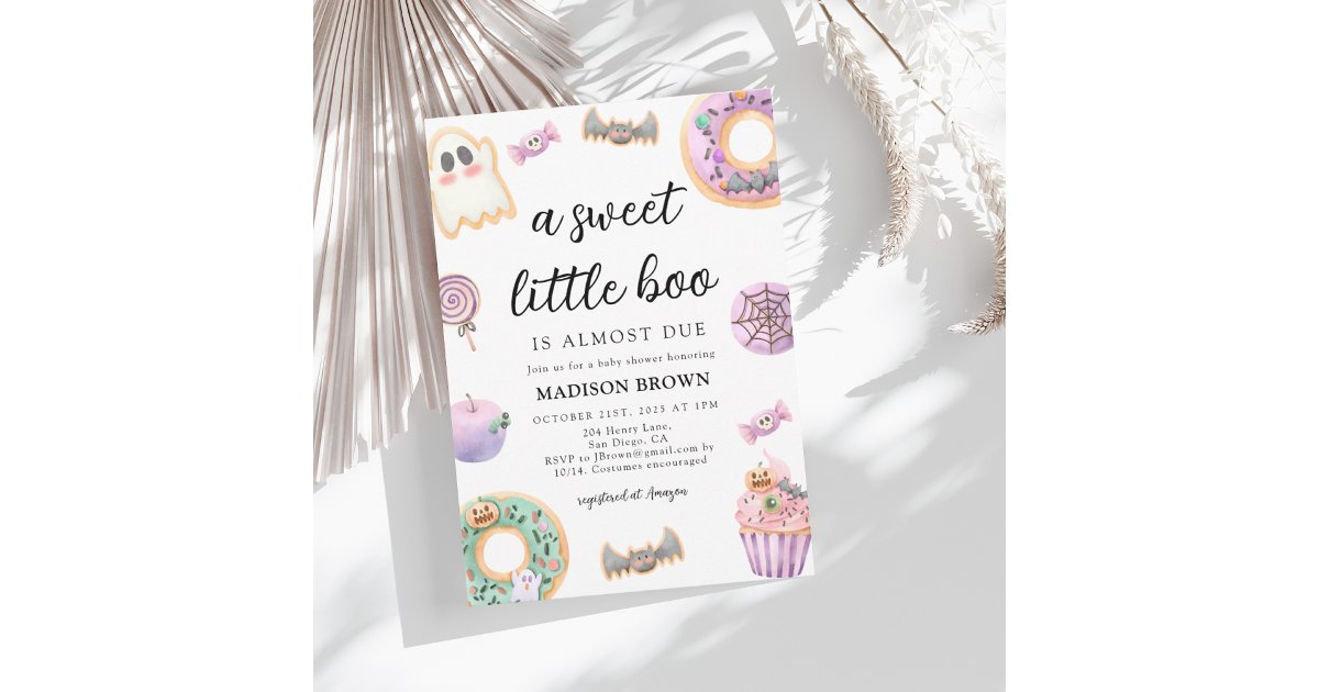 Halloween Sweet Little Boo Baby Shower Invitation | Zazzle