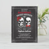 Halloween sweet sixteen 16 gothic black and red invitation (Standing Front)