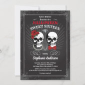 Halloween sweet sixteen 16 gothic black and red invitation (Front)
