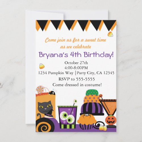 Halloween Sweets  Candy Fun Party Invitations