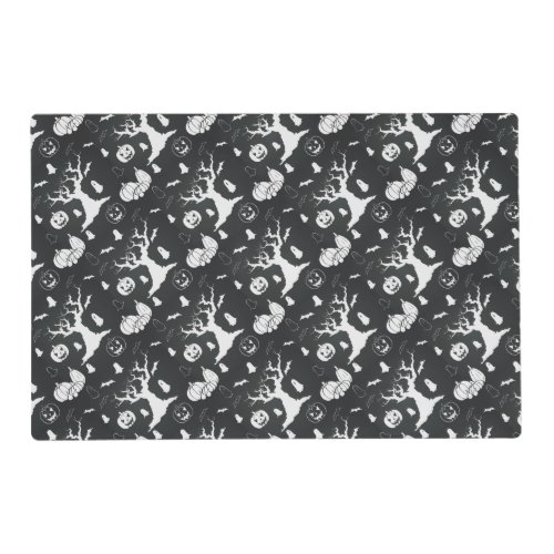 Halloween Symbols in Black and White Placemat