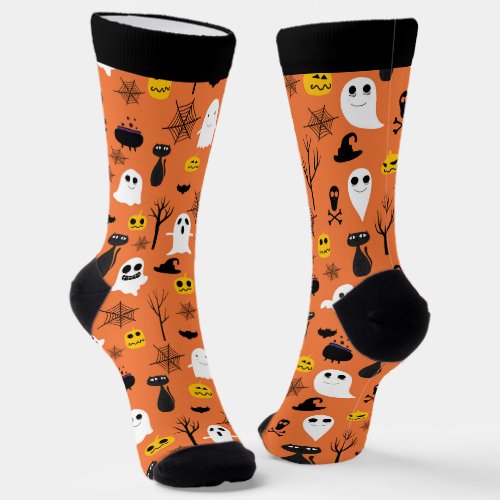 Halloween symbols seamless pattern 3 socks