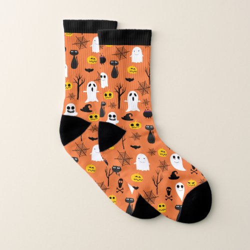 Halloween symbols seamless pattern 3 socks