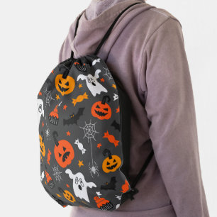 Halloween symbols seamless pattern drawstring bag