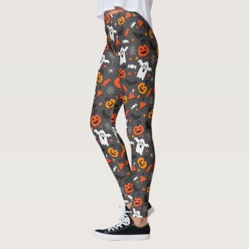 Halloween symbols seamless pattern leggings