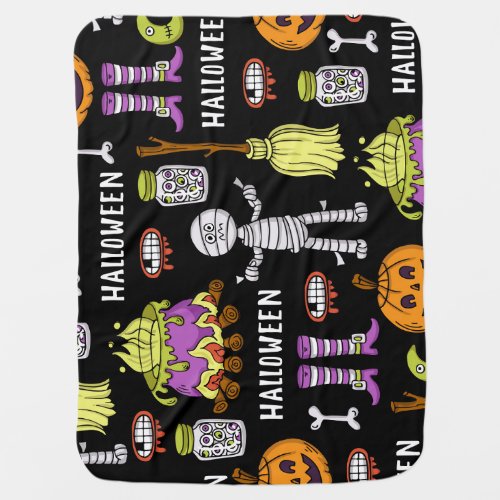 Halloween symbols vintage seamless theme baby blanket