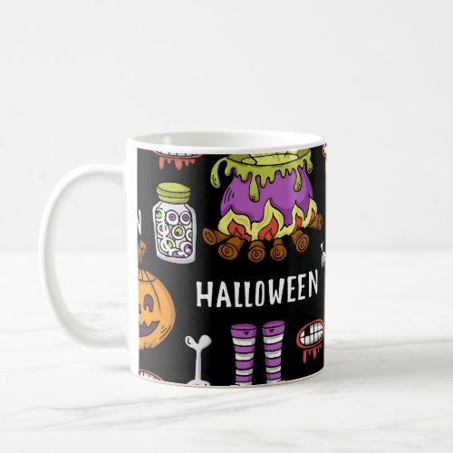 Halloween symbols vintage seamless theme coffee mug
