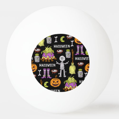 Halloween symbols vintage seamless theme ping pong ball