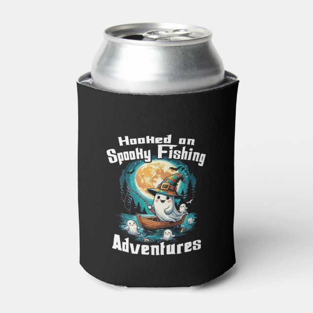 Halloween T  Hooked on Spooky Fishing Can Cooler (Can Front)