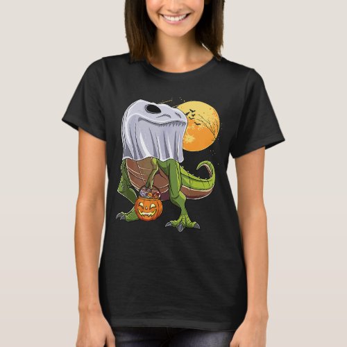 Halloween T Rex Dinosaur Ghost Boo Trick Rarw Trea T_Shirt