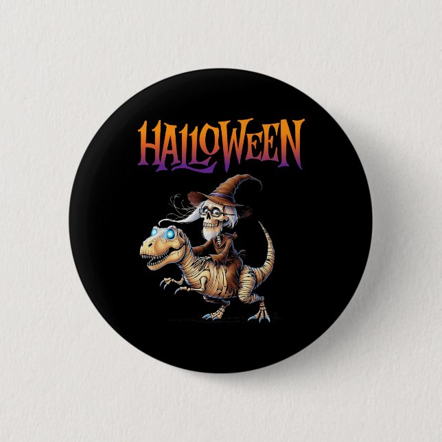 Halloween T-rex Skeleton Ride  Button (Front)