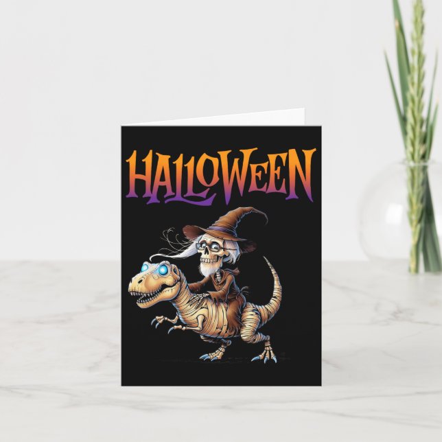 Halloween T-rex Skeleton Ride  Card (Front)