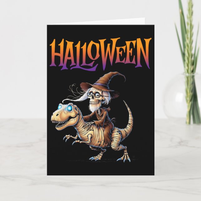 Halloween T-rex Skeleton Ride  Card (Front)