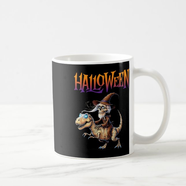 Halloween T-rex Skeleton Ride  Coffee Mug (Right)