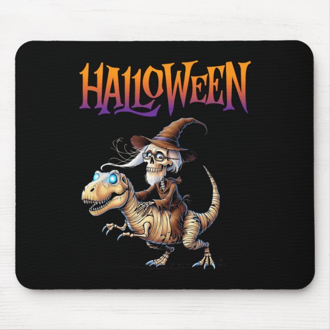 Halloween T-rex Skeleton Ride  Mouse Pad (Front)